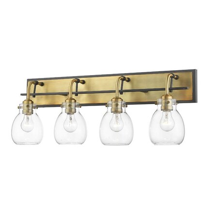 Z-Lite Kraken 4 Light Vanity, Matte Black & Clear 466-4V-MB-OBR